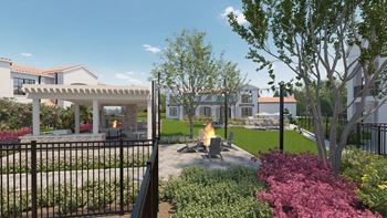 Courtyard with a person sitting on a bench at Stella, San Tan Valley, 85143